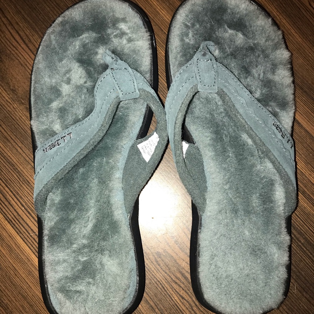 L.L. Bean fur flip flops